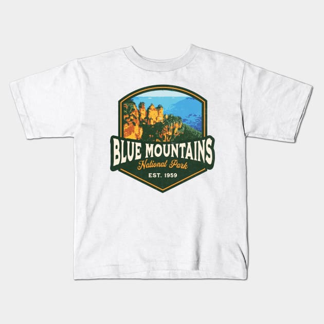 blue mountains national park Kids T-Shirt by Mr A.B